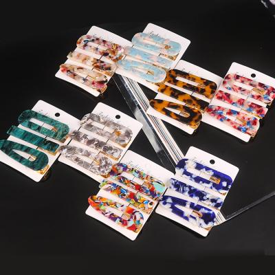 China Fashion Vintage Acetate Hair Clips For Girl Woman Acetate Hair Pin Fashion Geometric Hollow Clip Hairpins for sale