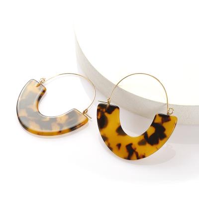 China New Leopard Acetate American European Lead Free Nickel Free High Quality Printing Acrylic U Shaped Women's Stud Earrings for sale