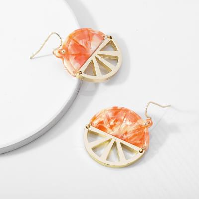 China New Hot Selling European American Orange Earrings Lead Free Nickel Free High Quality Alloy Acetate Stud Earrings for sale