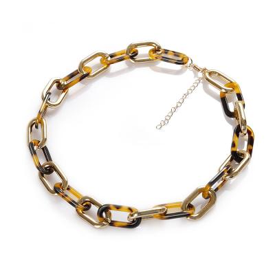 China FASHIONABLE Europe USA Leopard Acetate Acrylic Print Necklace Long Sweater Chain for sale