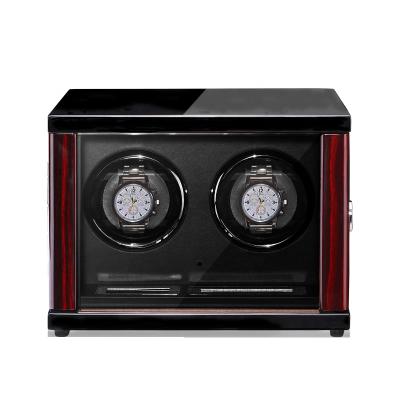 China Handmade Luxury Double  Wood Watch Winder  handmade Automatic Watch Box Watch Winding Box for sale