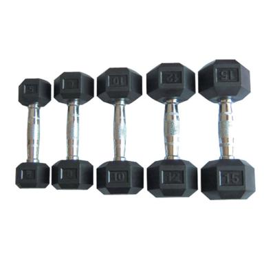 China 2022 New Style Fitness Gym Rubber Covered Luxury Hex Dumbbell Rubber Dumbbell for sale