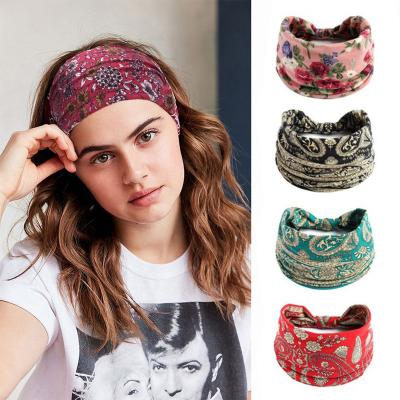 China Elastic twisted knotted knotted head bands fashion headband hair accessories turban headband boho yoga workout sports for sale