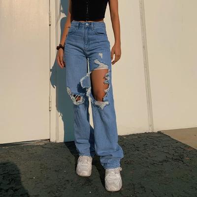 China 2021 moq QUICK DRY Wholesale low fashion girl mujer blue woman ripped custom high waisted ladies distressed denim panties jeans women for sale