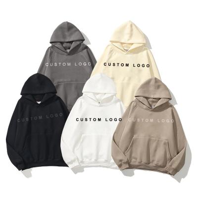 China Streetwear Loose Breathable No String Plain Brown Black Thick Oversized Cotton High Quality Heavy Hoodies Unisex With Custom Logo for sale