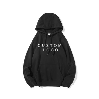 China High Quality Breathable Cotton 350gsm Wholesale Black Thick Simple Men's Embroidered Custom Logo Hoodies for sale