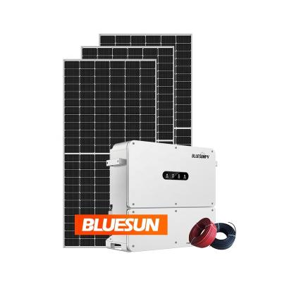 China Bluesun home 3 phase 50kw complete kit solar power systems with 5 years warranty for sale