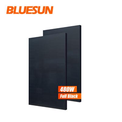 China bluesun solar panels 480 watt monocrystalline solar roof ess full black solar panels 210mmx210mm for sale