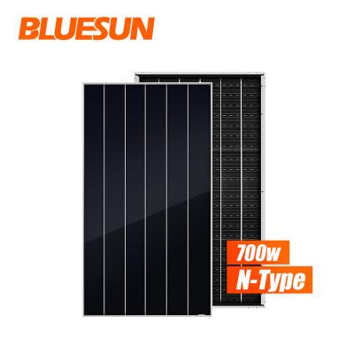 China Solar Panels For Station Bluesun 700W Felt Solar Panels Ground Solar Panel n Black Bifacial Type for sale