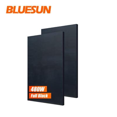 China 25 A Bluesun 480watt Solar Panel 460w 470w 480w 490w Staggered Solar Panels 480w All Black Mono for sale