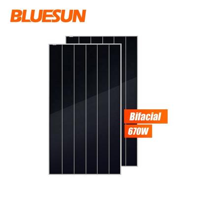 China Bluesun 670 watt solar shingle stack 650w 660w 670w bifacial solar shingles roofing shingles prices 144cells for sale