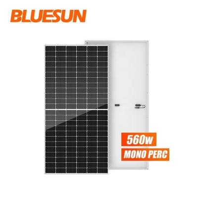 China 25 A Bluesun Solar Panel 550watt 560watt Solar Panel 182mm 550w High Quality Mono Solar Panels 560w 550w Half Cut for sale