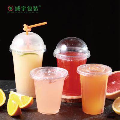 China Food Safe Plastic PET Cold Drink Cup With Lids Clear Wall Disposable Food Containers Beer Cups For Drink Blister Plastic Cups for sale