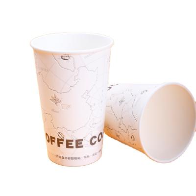 China Double Disposable Wallpaper Cup With Lid Disposable Paper Cups For Drinks Hot Cups Coffee Paper Containers Wholesale Size 8oz 12oz 16oz for sale