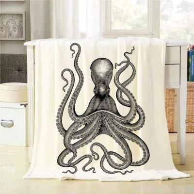 China Anti-pilling New Next Newest Sale Vintage And Color White Octopus Nautical Fleece Blanket for sale