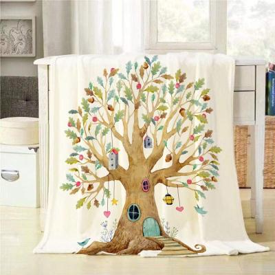 China Anti-pilling new designer Trendy Custom Fashion printed trees wearable soft blankets for winter for sale