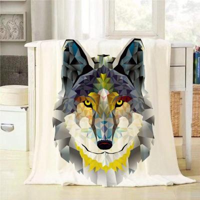 China Wolf Pattern Flannel Cozy And Anti-pilling Warm Plush Blanket High Quality Custom Color for sale