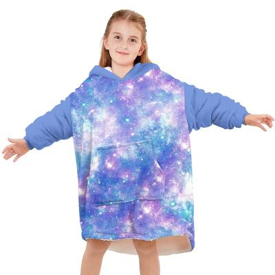 China Winter Wearable High Quality 100% Polyester Customized Sleep Wearable Warm Plush Oversized Covering Hoodies for sale