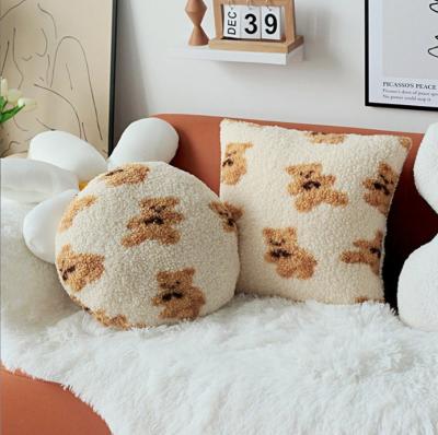 China Lovely PORTABLE Hugging Pillow Case Sofa Cushion Round Teddy Bear Pillow for sale