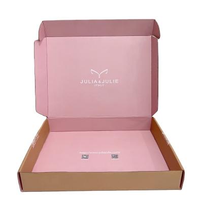 China Recycled Materials Wholesale Custom Printed Pink Corrugated Paper Mailer Box Packaging Delivery Carton Corrugated Black Shipping Boxes For Clothing for sale