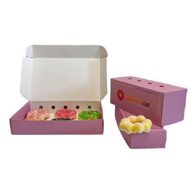 China Wholesale Custom Biodegradable Box Biodegradable Packaging Bubble Waffle Boxes Free Shipping Frozen Food Mochi Donut Disposable Pink Box for sale