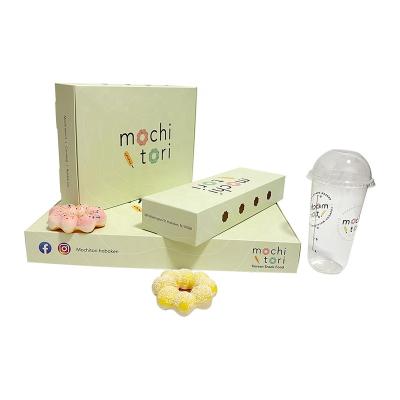 China Wholesale Custom Biodegradable Biodegradable Packaging Paper Boxes Disposable Donut Box Packaging Donut Box Paper Mochi Logo Food Bakery for sale