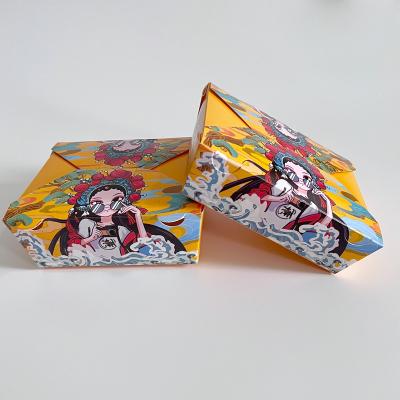 China Wholesale Custom Printed Biodegradable Wrapping Paper Bento Lunch Packaging Leakproof Disposable Bento Lunch Box For Kids for sale