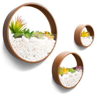 China Brown Large Small Modern Home Garden Modern Metal Planter Wall Hanging Succulent Flower Pots For Balcony for sale