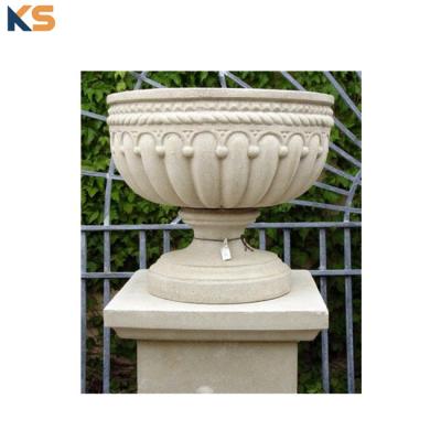 China Reasonable Cost Pedestals Urns Design GFRC Concrete Stone Tree Flower Planter for sale