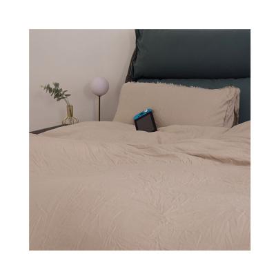 China Wholesale High Standard Soft Manufacturer Eco-friendly Beige 85% Cotton Blended 15% Bamboo Linen Bed Sheet, Bedding Set for sale