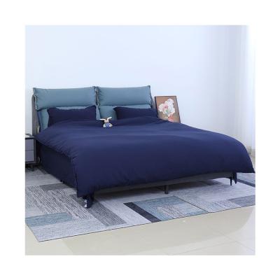 China Dark Blue Polycotton 15% Linen 85% Bamboo Blended Bed Sheet First Class Soft Comforter Blanket, Bedding Set for sale