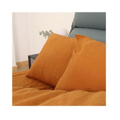 China Wholesale Price Disposable Fashionable Promotional Professional Orange Factory Pure Linen Linen Bedding Set for sale