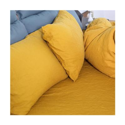 China Good Quality Disposable Bright Yellow Pure French Linen Fabric Eco-friendly Bedding Set For Home for sale