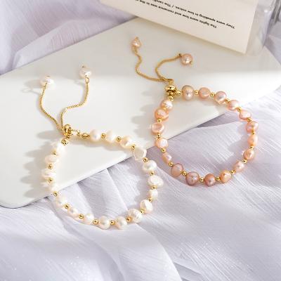 China Other Genuine Gold Plated Fashion Best Friend Baroque Freshwater Bracelet Bangle Girls' Fashion Korea Central Institute of Statistics Bracelet Pearl Strings for sale