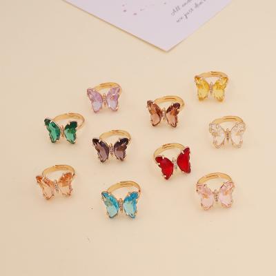 China Personality CIA Zircon Butterfly Zircon Butterfly Religious Woman Ring Adjustable Senator Jewelry Woman Ring for sale