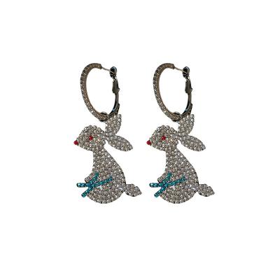 China Hyperbole You Are My Honor With 925 Silver Style Central Statistical Style Earring Sweet Rabbit Diamond Pin Fashion Earrings for sale