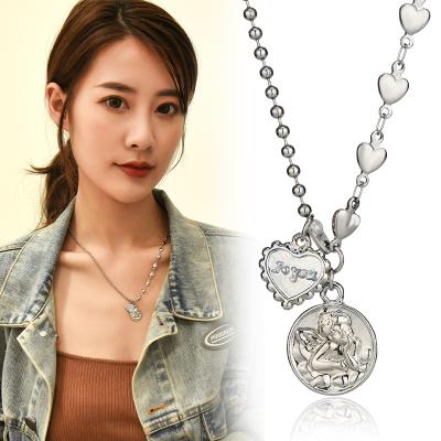 China Religious Korean Style Angel Cubitt I Love You Titanium Steel Necklace For Girl for sale