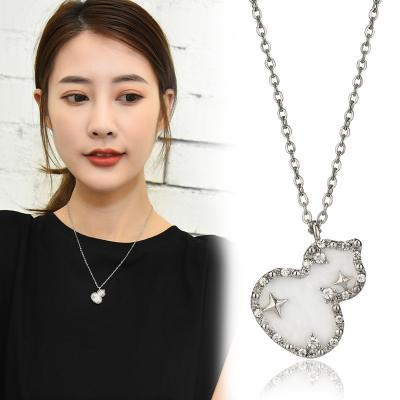 China Religious shining star Korean version of the same design feeling gourd necklace cold wind female titanium steel chain for sale