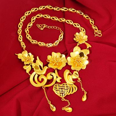 China Other New 24 Carat Gold Wedding Gorgeousness Necklace Plated Gold Brides Wedding Necklace Set Accessories for sale