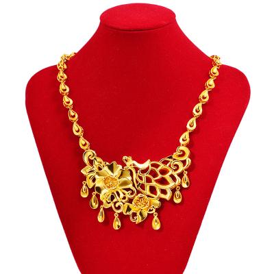 China Other New 24 Carat Gold Wedding Gorgeousness Necklace Plated Gold Brides Wedding Necklace Set Accessories for sale