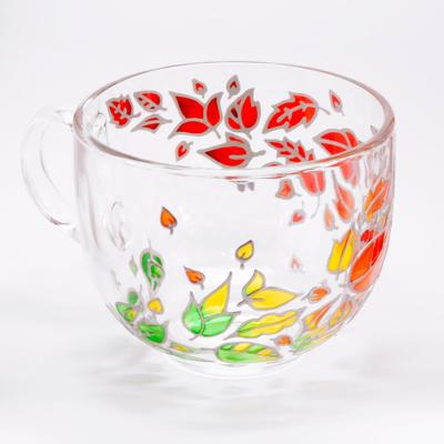 China WITH LID sweater weather unique glass mug personalized coffee mug large drop mug with hand painted autumn leaves for sale