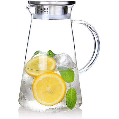 China WITH LID 2.0 Liter Glass Pitcher With Lid Hot Iced Tea Pitcher Water Pitcher Cold Water Ice Tea Coffee Milk And Juice Beverage Carafe for sale