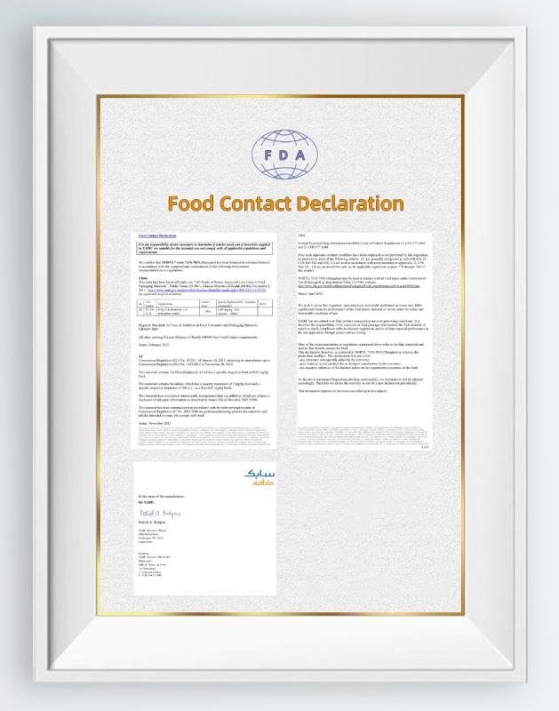 Food Contact Declaration - Shenzhen Samtion Chemical Co., Ltd