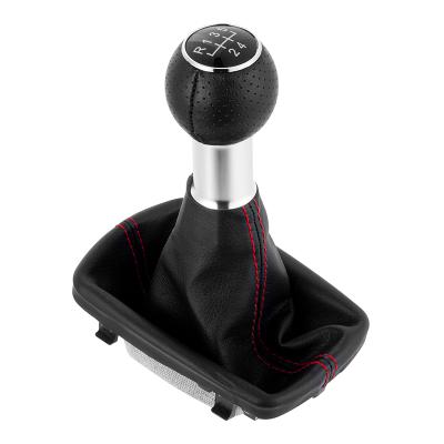 China Leather+plastic 5/6 Speed ​​Car Manual Gear Shift Knob With Leather Boot Cuff Collar Cover For Audi A3 8L 2001 2002 2003 Black for sale