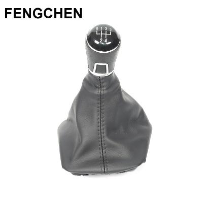 China 5 Speed ​​Car Gear Stick Shift Leather & Plastic Knob With Leather Cover For Skoda Octavia A7 MK3 2013-2017 for sale