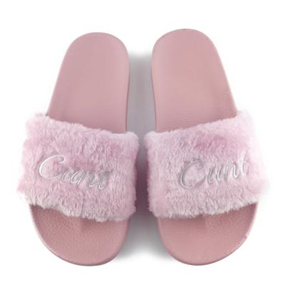 China Anti-Slippery Faux Fur Greatshoe Hairy Ladies Slides Sandal Girl, High Quality Customize Eva Slide Slipper Women, Slides Slipper For Women for sale