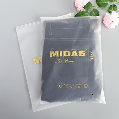 China shoes & wholesale apparel custom printed frosted apparel zipper to lock poly plastic bags with own logo for t-shirt/makeup/phone case tote for sale