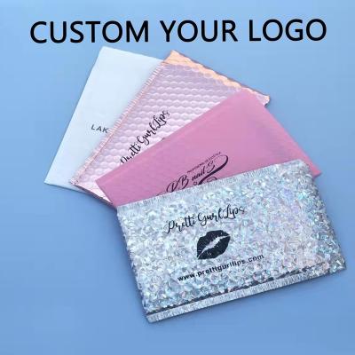 China shoes & Custom Logo Metallic Shipping Bag Envelopes Polymailer Apparel Messenger Clothing Packaging Amazon Branded Foil Mailer Bubble Bags for sale