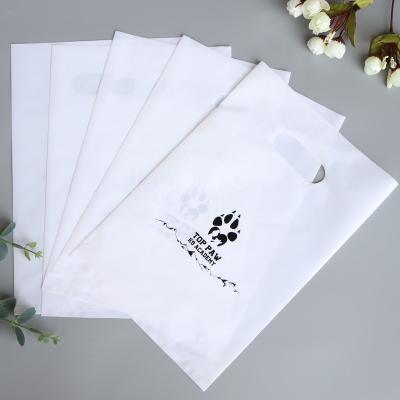 China Recyclable Quality Logo Supermarket Merchandise Carry Factory Price Custom Packing Shopping Nice Handle Single Layer Plastic Die Cut Bag for sale