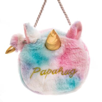 China Soft cute cartoon round cross bag children unicorn child toys velboa gift plush toy female kawaii for sale